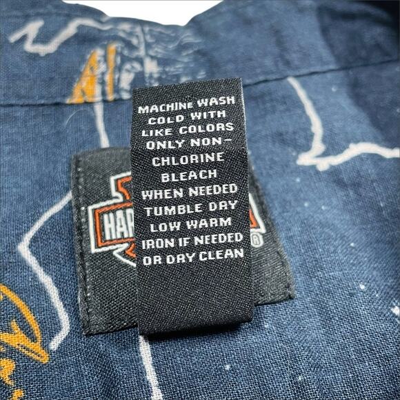 HARLEY-DAVIDSON Linen-Blend Short-Sleeve Route 66 Graphic Button-Up Size XL - Picture 6 of 6